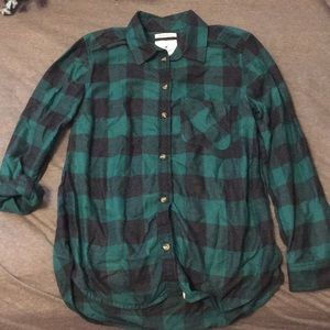 Green and Black Flannel Top